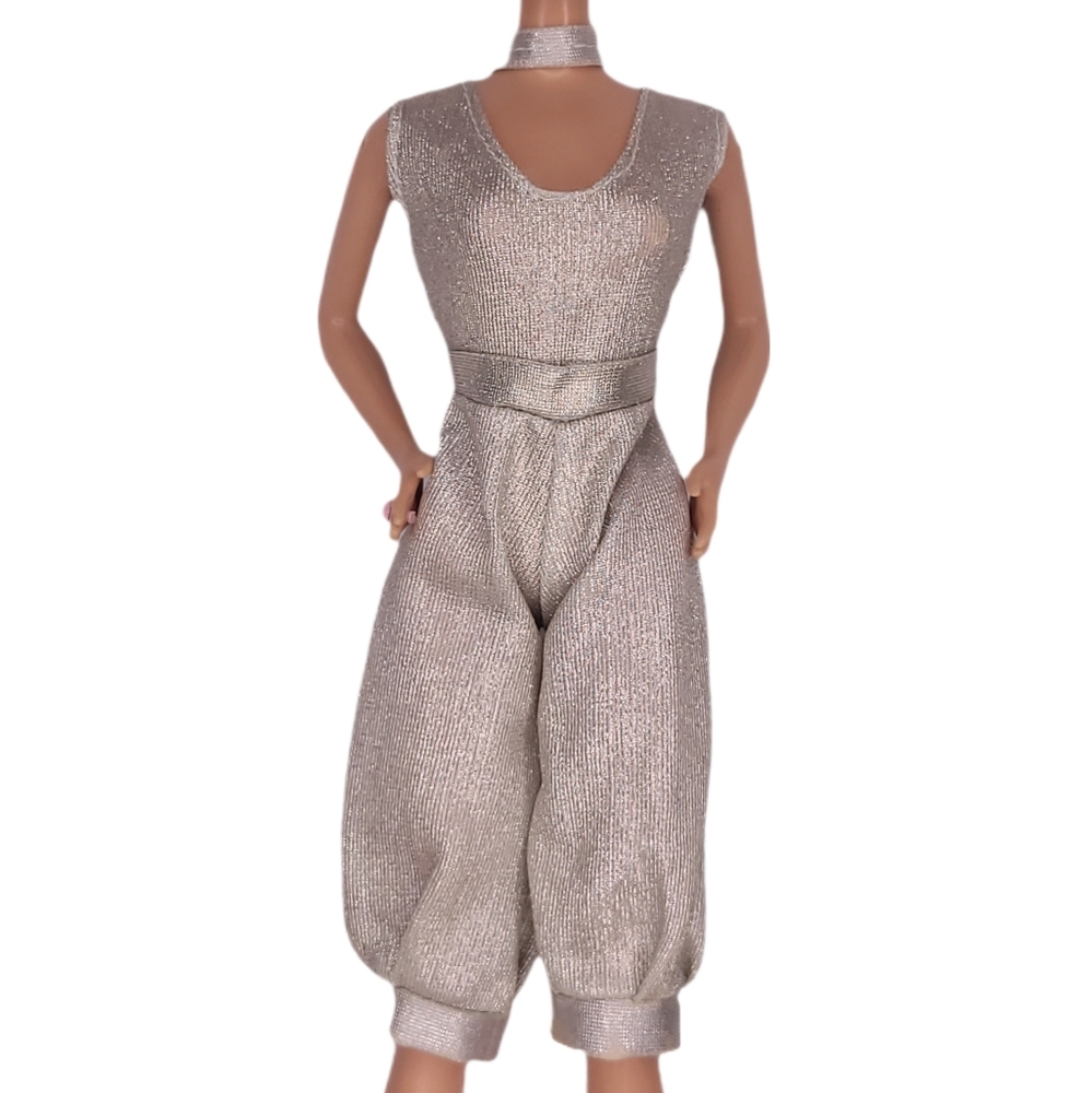 Barbie Clone Fashion Romper Jumpsuit Pale Gold Sleeveless Collar Hong Kong Vtg